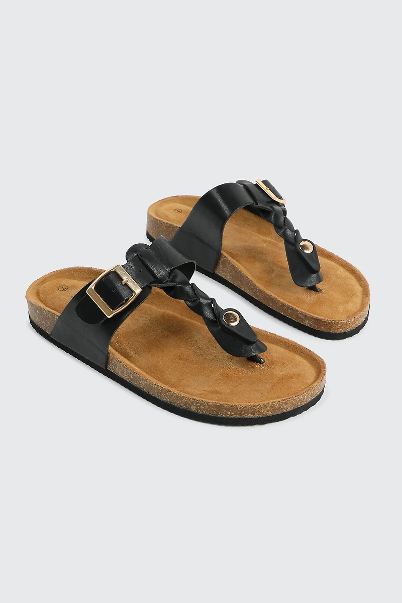 Sandales à bride en T tressée