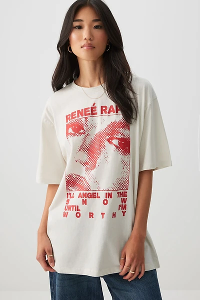 Ardene Oversized Renee Rapp T-Shirt in Off-White | Size | 100% Cotton