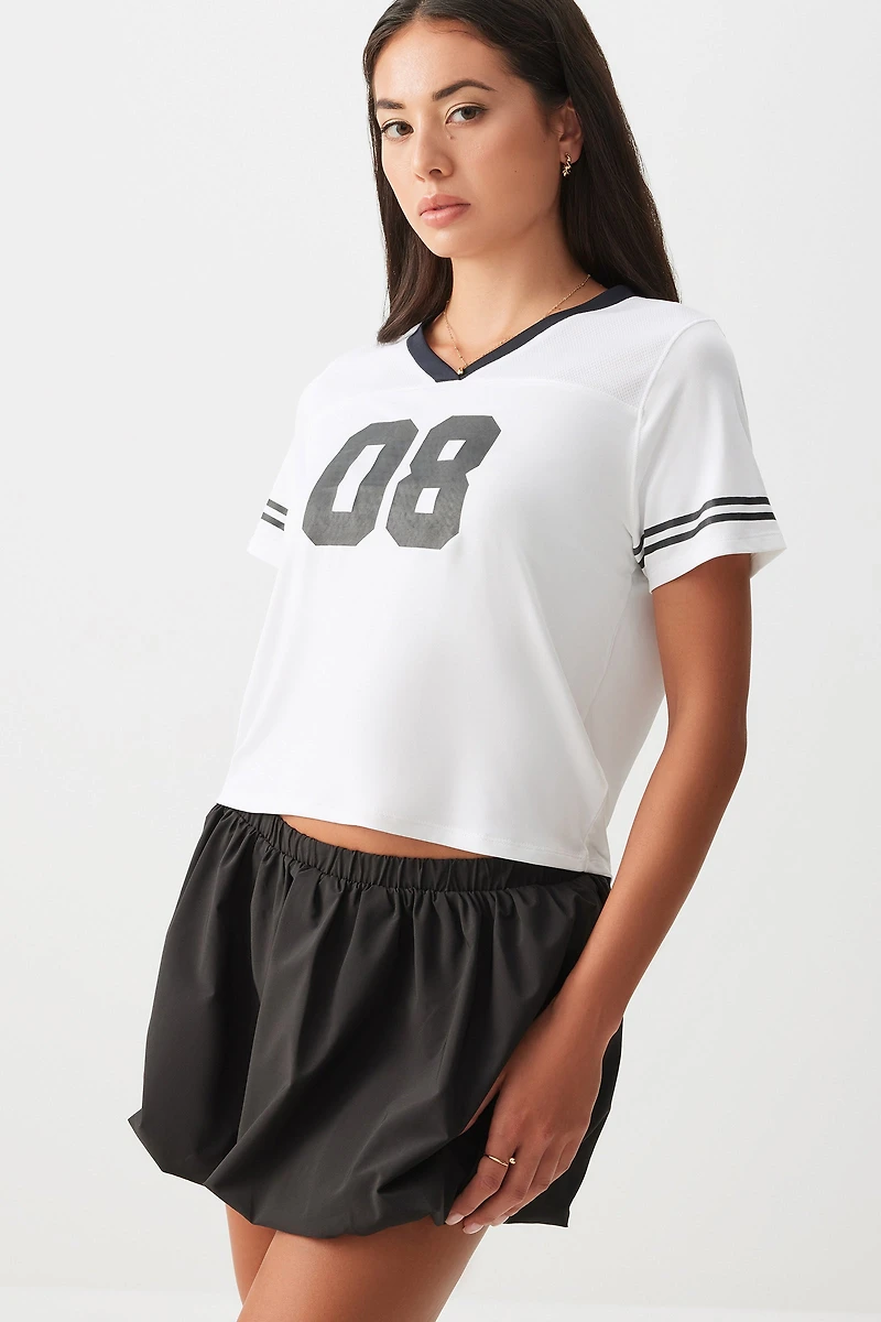 Ardene Boxy Sports T-Shirt in White | Size | Polyester/Elastane