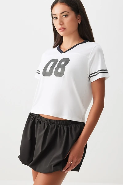 Ardene Boxy Sports T-Shirt in White | Size | Polyester/Elastane