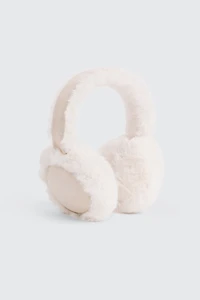 Ardene Faux Fur Earmuffs in Beige | Polyester/Faux Suede