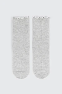 Ardene Lettuce Edge Slouchy Boot Socks in Grey | Polyester/Spandex