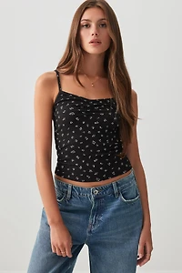Ardene Basic Ribbed Tank Top with Shirring | Size | Polyester/Spandex | Eco-Conscious