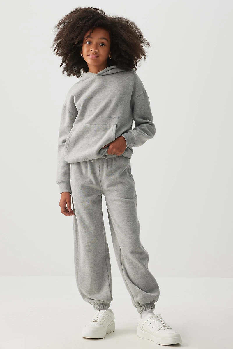 Ardene Kids Solid Sweatpants in Grey | Size | Polyester/Cotton | Fleece-Lined