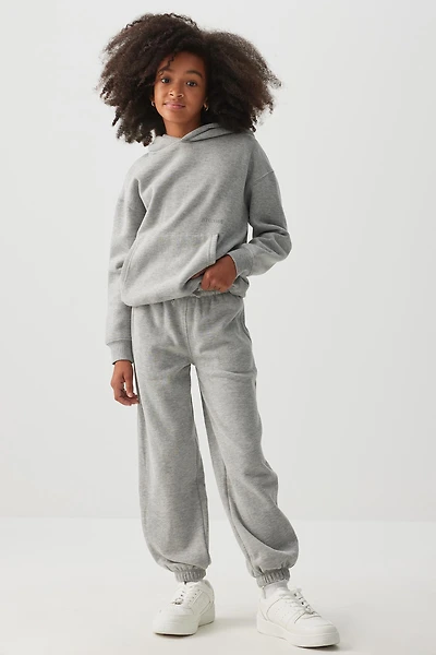 Ardene Kids Solid Sweatpants in Grey | Size | Polyester/Cotton | Fleece-Lined