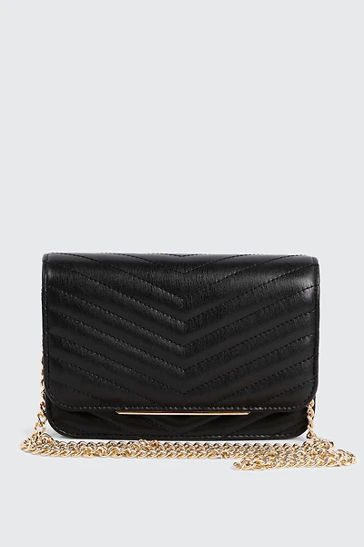 Ardene Quilted Crossbody Bag in Black | Faux Leather/Polyester