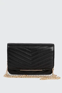 Ardene Quilted Crossbody Bag in Black | Faux Leather/Polyester