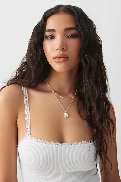 Ardene Basic Ultra Crop Lace Strap Tank Top in White | Size | Nylon/Elastane | Eco-Conscious