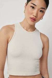 Ardene Washed Crew Neck Crop Tank in Beige | Size