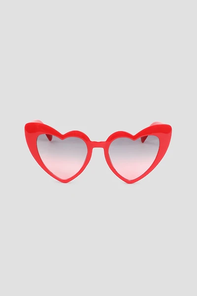 Ardene Heart Shaped Sunglasses in Red