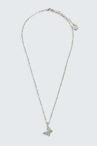Collier à papillon plaqué or blanc 14K