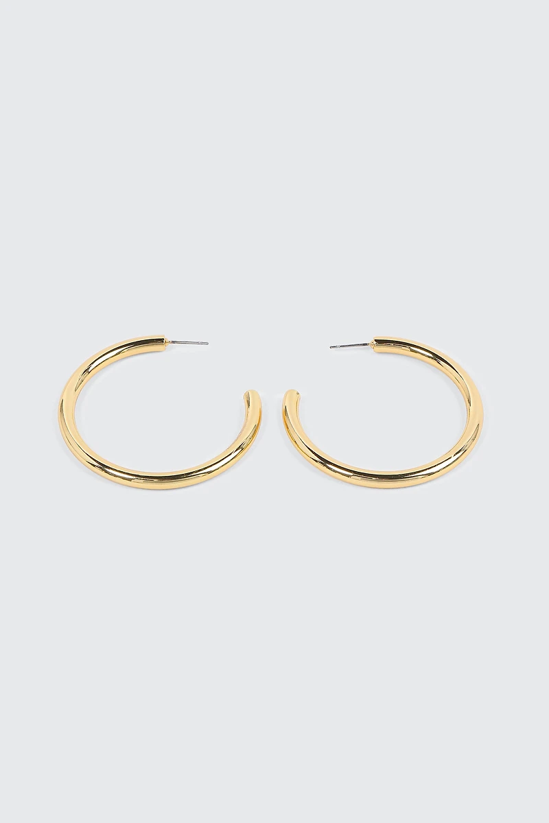 Anneaux tubulaires épais plaqués or 14K