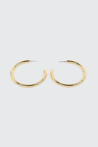 Anneaux tubulaires épais plaqués or 14K