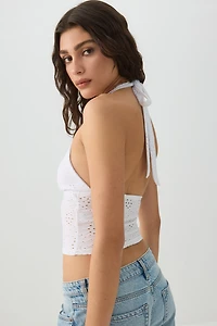 Camisole licou à broderie anglaise