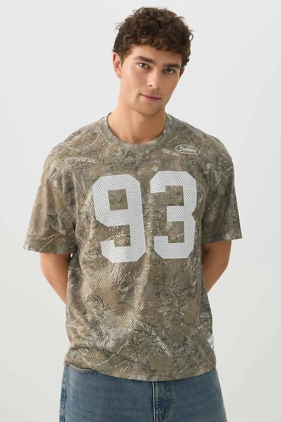 Ardene Man Boxy Mesh Sports Jersey Shirt For Men in Beige | Size | Polyester