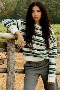 Ardene Short Super Soft Sweater in Dark Green | Size Small | Polyester/Elastane