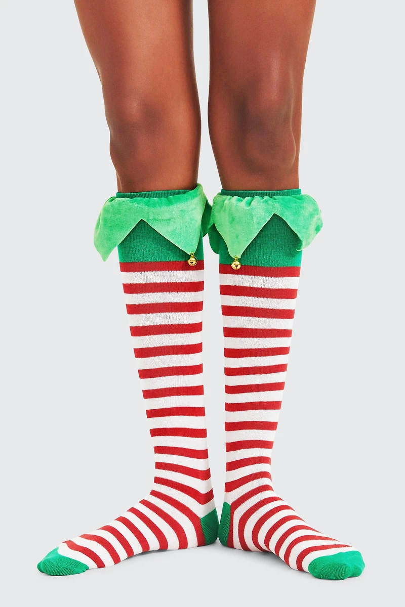Ardene Elf Socks in Red | Polyester/Spandex