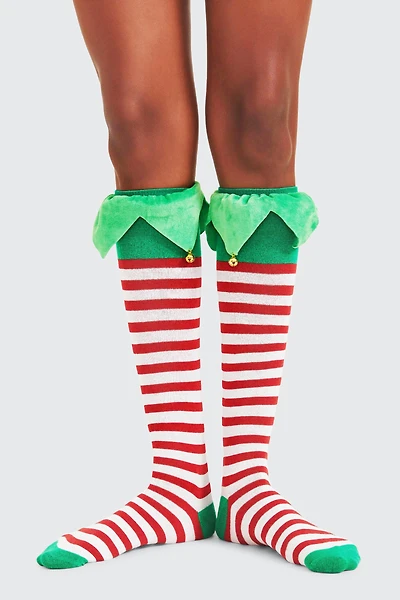 Ardene Elf Socks in Red | Polyester/Spandex