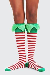 Ardene Elf Socks in Red | Polyester/Spandex