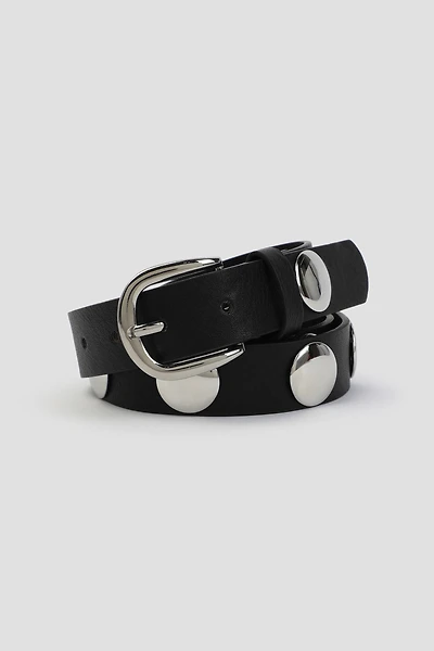 Ardene Studded Belt in Black | Size | Faux Leather