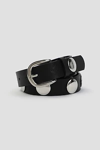 Ardene Studded Belt in Black | Size Small | Faux Leather