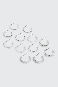 Ardene 6-Pack of Assorted Mini Hoops in Silver | Stainless Steel