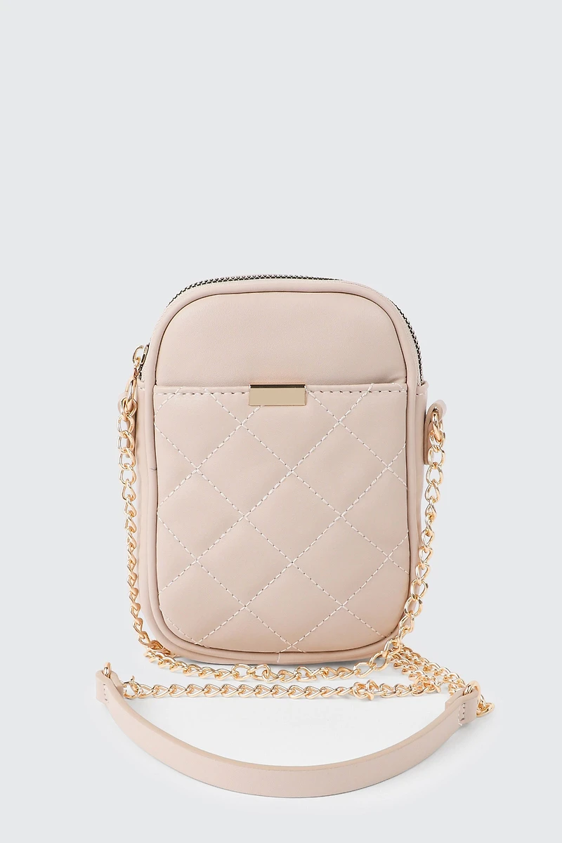 Ardene Quilted Phone Bag in Light Pink | 100% Recycled Polyester | Eco-Conscious