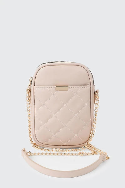 Ardene Quilted Phone Bag in Light Pink | 100% Recycled Polyester | Eco-Conscious