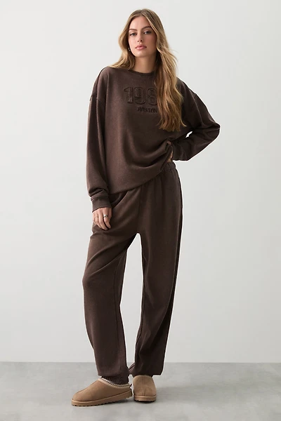 Ardene Mineral Washed Sweatpants in | Size | Polyester/Cotton | Fleece-Lined