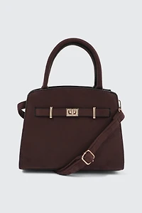 Ardene Faux Suede Structured Handbag in Brown | 100% Recycled Polyester/Faux Suede | Eco-Conscious
