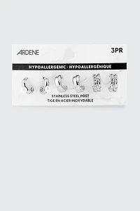 3 paires d'anneaux à perles et cristaux