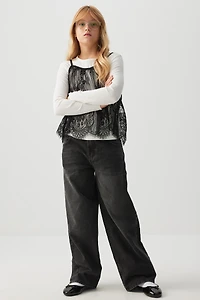 Haut à manches longues et camisole en dentelle