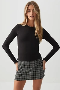 Ardene Crop Long Sleeve Square Neck T-Shirt in | Size | Cotton/Elastane