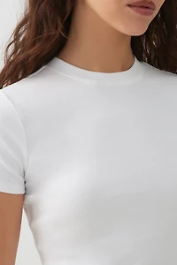 T-shirt court à col rond côtel