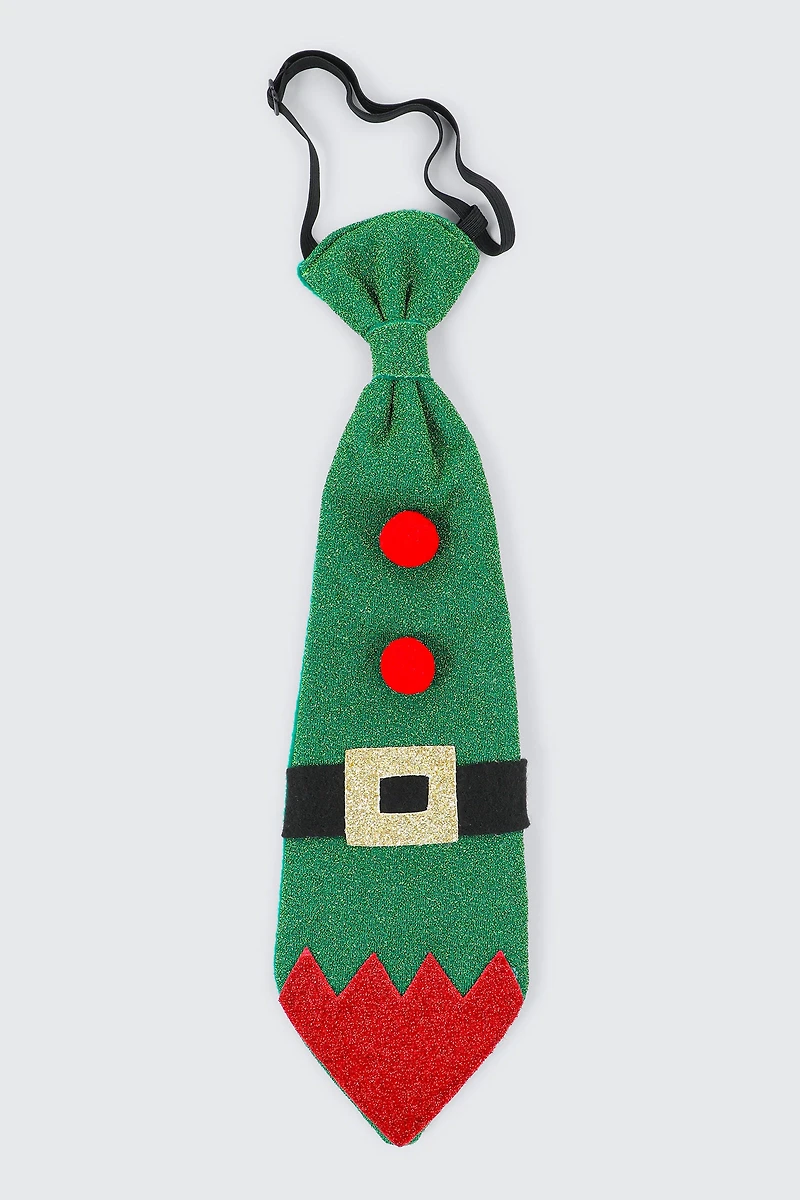 Ardene Elf Necktie in Green | Polyester