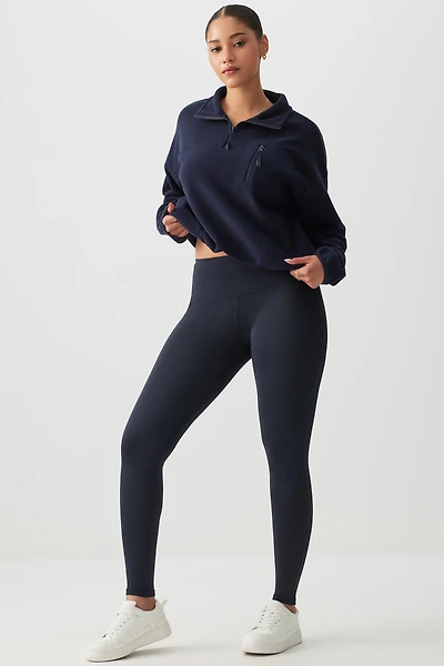 Ardene Double Waistband Leggings in Dark Blue | Size | Polyester/Spandex
