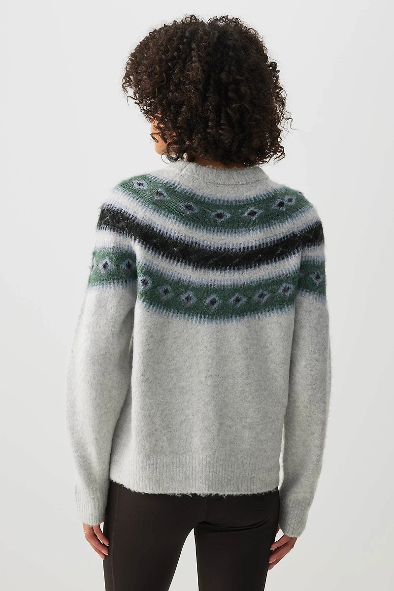 Chandail en tricot pelucheux à motif Fair Isle