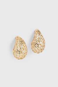 Ardene Openwork Teardrop Earrings in Gold | Stainless Steel