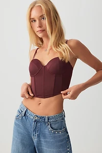 Ardene Ultra Crop Bustier in Burgundy | Size | Polyester/Elastane