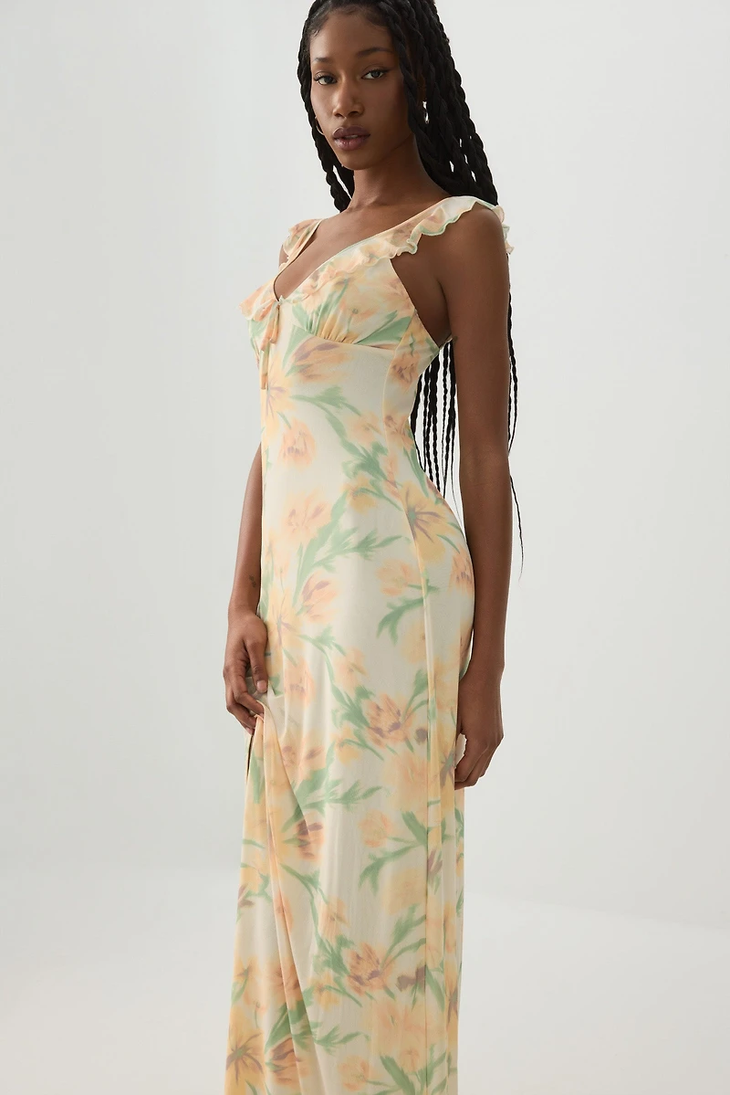 Robe maxi fleurie à nouer