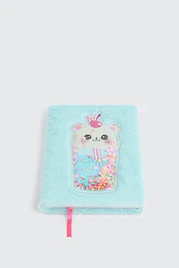 Ardene Kids Plush Bubble Tea Notebook in Light Blue