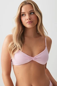 Ardene Twist Pointell Bikini Top in Light Pink | Size | Polyester/Nylon/Elastane | Microfiber