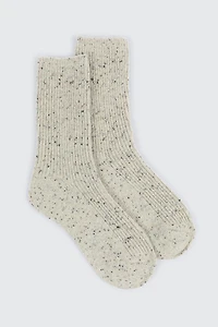 Ardene Speckled Boot Socks in Beige | Polyester/Spandex