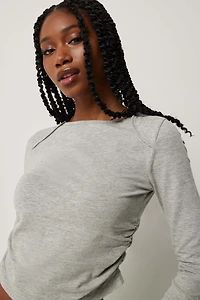 T-shirt à manches longues fronce latérales