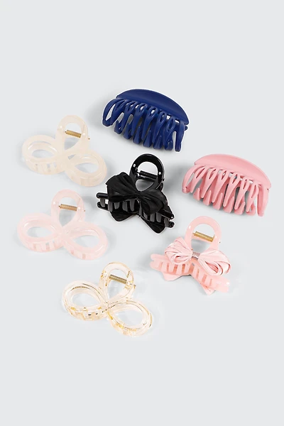Ardene 7-Pack Bow Hair Claws in Light Pink