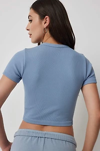 T-shirt court à col rond sans coutures