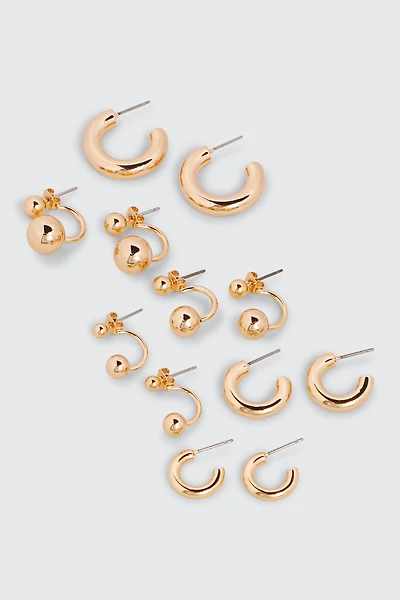 Ardene 6-Pack Hoop and Stud Earrings in Gold | Stainless Steel