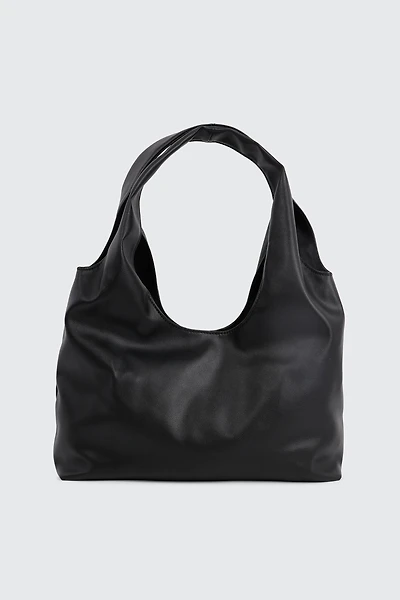 Ardene Large Faux Leather Slouchy Shoulder Bag in Black | 100% Recycled Polyester/Faux Leather | Eco-Conscious