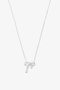 Ardene Chain Necklace with Embellished Bow in Silver