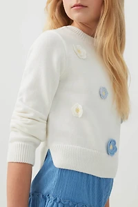 Chandail en tricot orné de fleurs